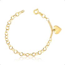 Pulseira Feminina Elo Português Ouro 18k Com Berloque Pulseira Feminina Elo Português Ouro 18k Com Berloque