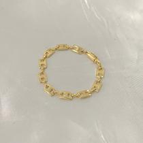 Pulseira Feminina Elo Vazado Fecho Canhão Folheada a ouro Pulseira Feminina Elo Vazado Fecho Canhão Folheada a ouro