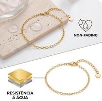 Pulseira Feminina Elos Coração Banhada Ouro 18k Aço Titânio