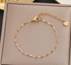 Pulseira Feminina Elos Coração Banhada Ouro 18k Aço Titânio