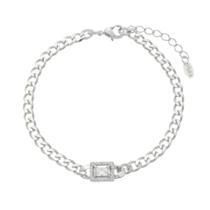 Pulseira feminina elos grumet zircônias folheada em ródio branco letizia Pulseira feminina elos grumet zircônias folheada em ródio branco letizia