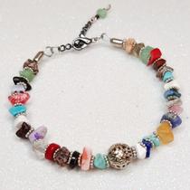 Pulseira Feminina em Cascalho Pedras Naturais Energia Hippie