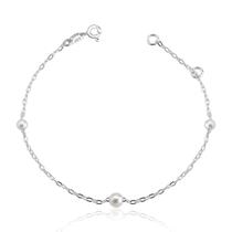 Pulseira Feminina em Prata 925 com Pérolas Sintéticas de 4mm e 5mm Pulseira Feminina em Prata 925 com Pérolas Sintéticas de 4mm e 5mm