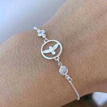 Pulseira Feminina Espírito Santo Pedra Zircônia de Prata 925 Pulseira Feminina Espírito Santo Pedra Zircônia de Prata 925