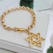 Pulseira Feminina Estrela de Davi elo português Pulseira Feminina Estrela de Davi elo português