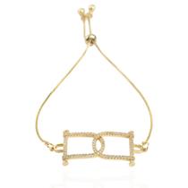 Pulseira feminina fina cravejada banhada a ouro 18k