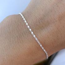 Pulseira Feminina Fina Delicada de Prata 925 Legítima Maciça