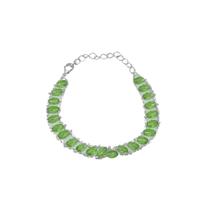 Pulseira Feminina Folheada Prata Grade Com Berloques Verde