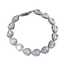Pulseira Feminina Geométrica Com Gota De Água CZ ZAKOL, Joias Clássicas De Zircônia Para Festa E