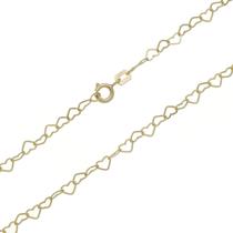 Pulseira Feminina Infantil Corações Ouro 18k 15cm Reforçada