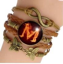 Pulseira Feminina Letra "M" do Alfabeto Inicial Ajustável