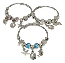 Pulseira Feminina Life Berloques Charme Aço Inoxidável Prata