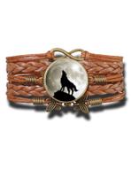 Pulseira Feminina Lobo Uiva para a Lua Cheia Ajustável