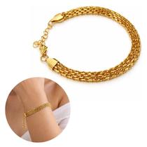 Pulseira Feminina Malha Trançada Brilhante (Sofisticado e Versátil) (1 Und)