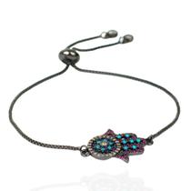 Pulseira feminina mão de fátima ródio negro Pulseira feminina mão de fátima ródio negro