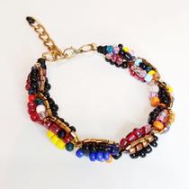 Pulseira Feminina miçangas coloridas Artesanal Hippie