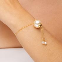 Pulseira Feminina Microesferas com Pingente de Coração e Pérolas Banhada a Ouro 18K Pulseira Feminina Microesferas com Pingente de Coração e Pérolas Banhada a Ouro 18K