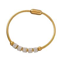 Pulseira Feminina Moderna De Aço Inoxidável 316L Com Contas De Zircônia E Fecho Magnético Da