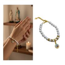 Pulseira Feminina Nossa Senhora Aparecida Pérola Branca Pulseira Feminina Nossa Senhora Aparecida Pérola Branca
