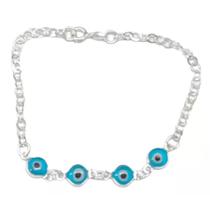 Pulseira Feminina Olho Grego Prata Lei 925 Pulseira Feminina Olho Grego Prata Lei 925