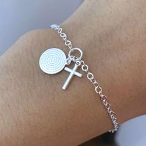 Pulseira Feminina Oração Pai Nosso Cruz Prata 925 Original Pulseira Feminina Oração Pai Nosso Cruz Prata 925 Original