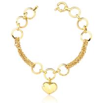 Pulseira Feminina Ouro 18k Berloque Coração Pulseira Feminina Ouro 18k Berloque Coração