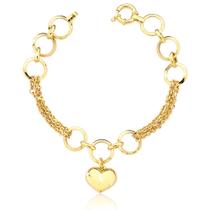 Pulseira Feminina Ouro 18k Berloque Coração