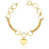 Pulseira Feminina Ouro 18k Berloque Coração Pulseira Feminina Ouro 18k Berloque Coração
