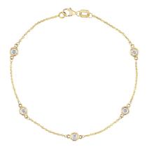 Pulseira feminina ouro com diamantes cordao elo portugues