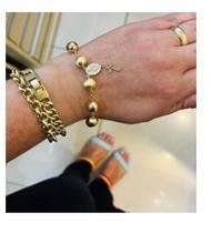 Pulseira Feminina Ouro18k Bolas Bolinhas Grandes Douradas 20cm