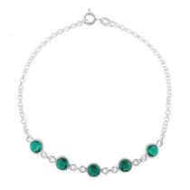 Pulseira Feminina Pedra Verde Zircônia Prata 925