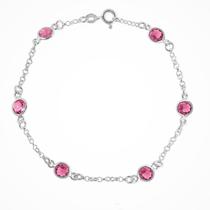 Pulseira Feminina Pedra Vermelha Zircônia De Prata 925