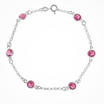 Pulseira Feminina Pedra Vermelha Zircônia De Prata 925 Pulseira Feminina Pedra Vermelha Zircônia De Prata 925