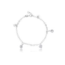 Pulseira Feminina Pedra Zircônias Cristal Coração Prata 925 Pulseira Feminina Pedra Zircônias Cristal Coração Prata 925