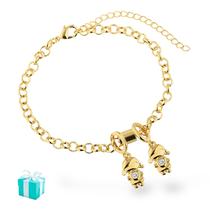Pulseira Feminina Pingente Filho Filha Banhado ouro Semijoia