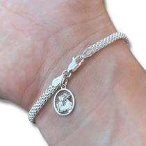 Pulseira Feminina Pipoca com São Jorge Prata 925 Original Pulseira Feminina Pipoca com São Jorge Prata 925 Original