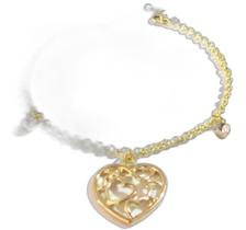 Pulseira Feminina Ponto de Luz Coração Folheado Ouro 18k