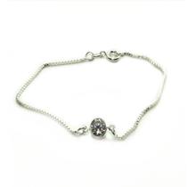 Pulseira Feminina Ponto Luz Pedra Zirconia Prata Lei 925