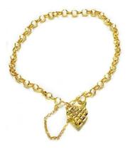 Pulseira Feminina Portuguesa Pingente Coração Ouro 18k 750 Pulseira Feminina Portuguesa Pingente Coração Ouro 18k 750