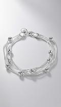 Pulseira Feminina Prata 925 Bolinhas 5 Linhas 20cm Pulseira Feminina Prata 925 Bolinhas 5 Linhas 20cm