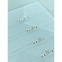 Pulseira Feminina Prata 925 com Coração Vazado e Extensor 16cm 4cm Envio Imediato Pulseira Feminina Prata 925 com Coração Vazado e Extensor 16cm 4cm Envio Imediato