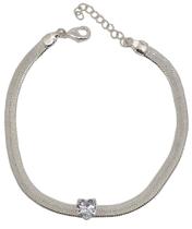 Pulseira Feminina Prata 925 Legítima Lacraia com Pingente Coração Zircônia 16,5cm