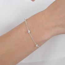 Pulseira Feminina Prata Delicada Bolinhas Minimalista Pulseira Feminina Prata Delicada Bolinhas Minimalista