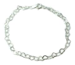 Pulseira Feminina Prata Legitima 925 Elo Coração 18 cm