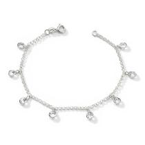 Pulseira Feminina Prata Legítima Pedrinha Saladinha Colorida