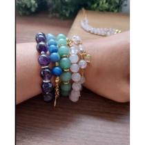 Pulseira feminina quartzo verde banhado ouro 18k Pulseira feminina quartzo verde banhado ouro 18k