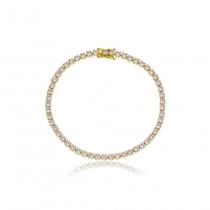 Pulseira Feminina Riviera Com Zircônia Rosa Em Ouro 18k