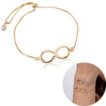 Pulseira Feminina Semi Joias Pingente Infinito Regulavel Garantia Banho Ouro 18k Rodio Branco Acessórios Noiva Festa Formatura