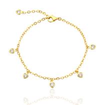 Pulseira Feminina Semijoia Banhada a Ouro 18k Pingentes Pulseira Feminina Semijoia Banhada a Ouro 18k Pingentes