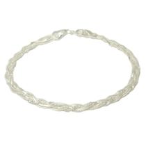 Pulseira Feminina Trançada Italiana 3 Fios Mista Em Prata925 Pulseira Feminina Trançada Italiana 3 Fios Mista Em Prata925